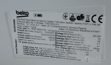 Frigorifero Beko libera installazione 226 litri