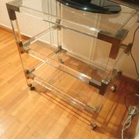 carrello televisione in plexiglass.