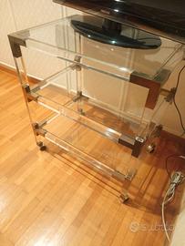 carrello televisione in plexiglass.
