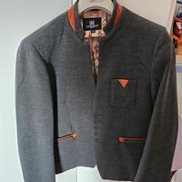 Blazer uomo tg. m. slim fit grigio topo e inserti