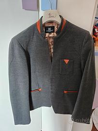 Blazer uomo tg. m. slim fit grigio topo e inserti