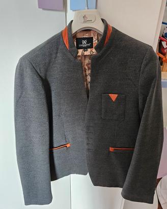 Blazer uomo tg. m. slim fit grigio topo e inserti