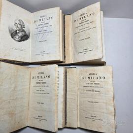 Libro Antico 1840 Storia di Milano Verri 4 volumi