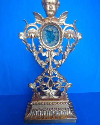 Antico Ostensorio Reliquiario in Legno