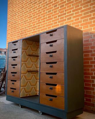 MOBILE SCHEDARIO A CASSETTI ANNI 40 DECO' UFFICIO