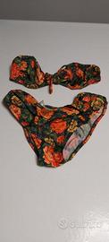 Costume bikini a fantasia fiori arancione, giallo,