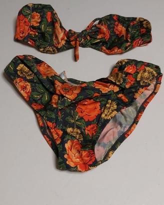Costume bikini a fantasia fiori arancione, giallo,