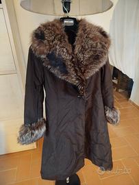 Cappotto con pelliccia di volpe blu