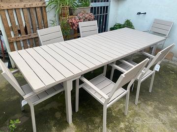 Tavolo tenerife + 6 poltrone tenerife 180/240