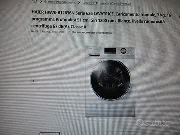 Lavatrice Slim 7 kg Haier. Classe A