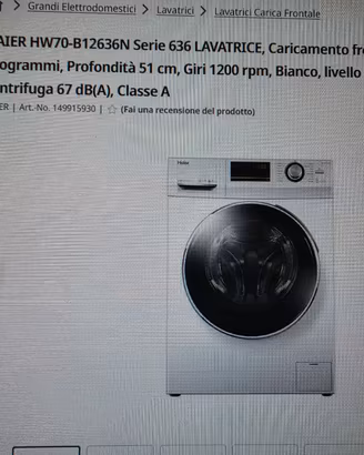 Lavatrice Slim 7 kg Haier. Classe A