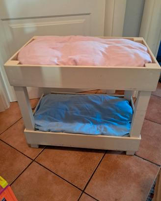 Letto a castello in legno per bambole