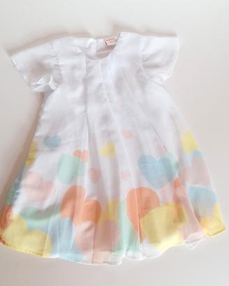 Abito Boboli bianco cuori pastello - 5 anni 110 cm