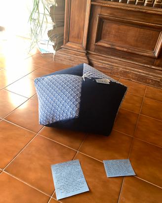 Zafu blu motivo “oceano”