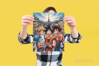 Anime Heroes Paris Selfie Stampa A4