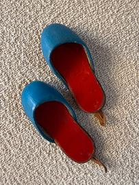 Miniature scarpe decorative vintage in pelle cuoio