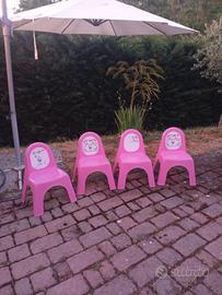 4 Sedie rosa in plastica Hello Kitty 