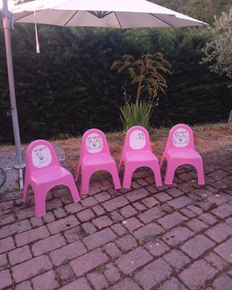 4 Sedie rosa in plastica Hello Kitty 