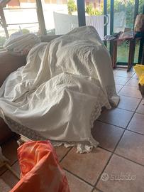 Coperta  piche’ puro cotone bordata a uncinetto