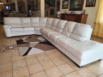 Divano vera pelle con penisola