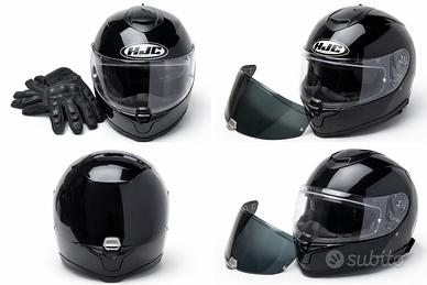 Casco integrale moto nero + guanti + 2 visiere