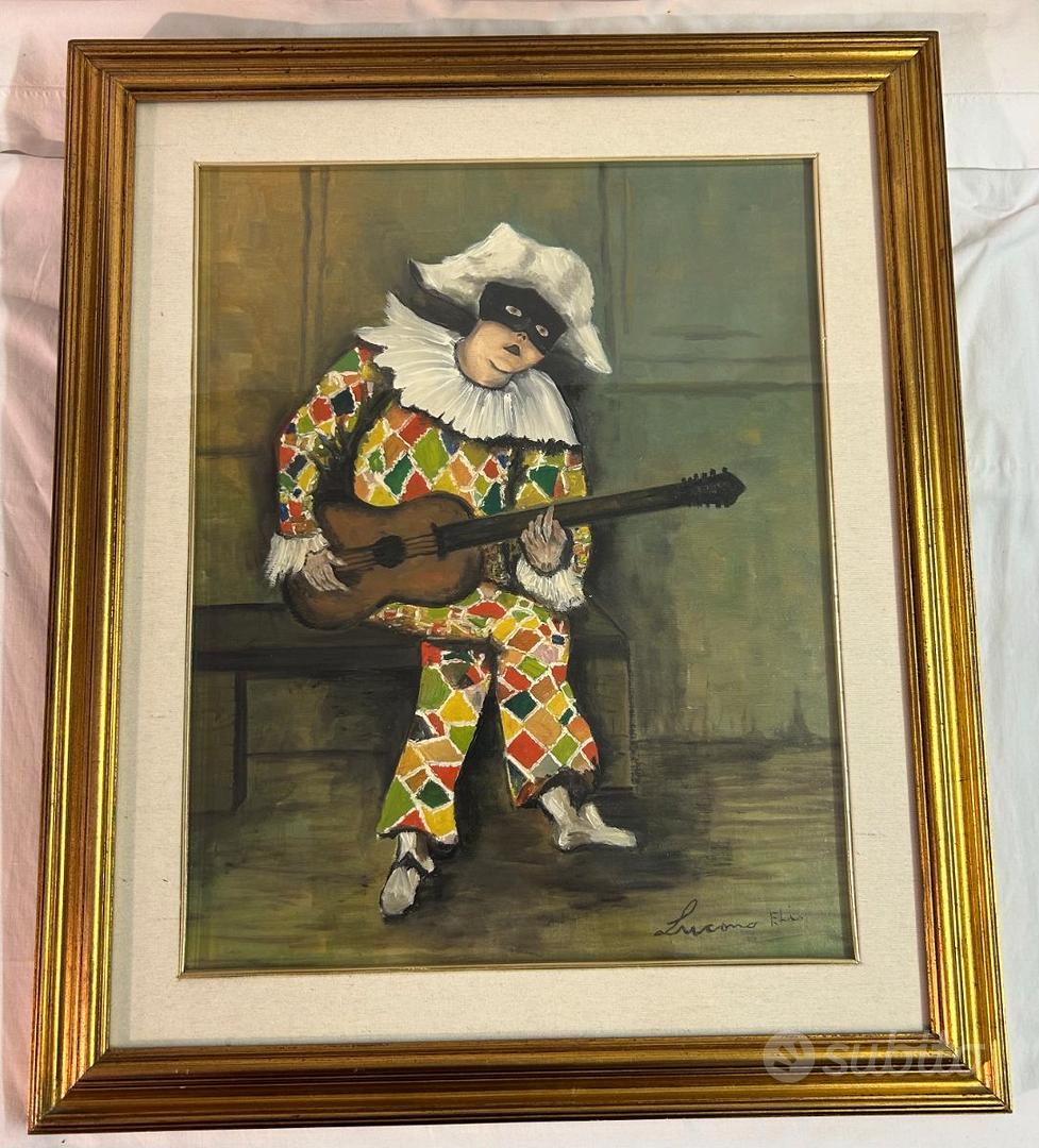 Quadro Arlechino che suona la chitarra