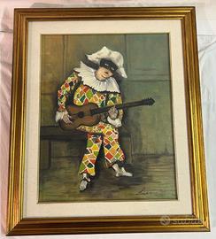 Quadro Arlechino che suona la chitarra