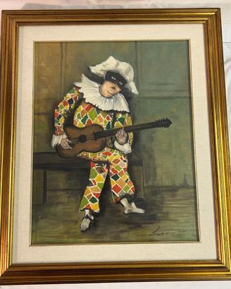 Quadro Arlechino che suona la chitarra
