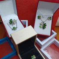 parure quadrifoglio argento925 e cristallo 