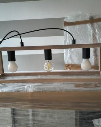 Lampadario in legno 3 lampadine design moderno