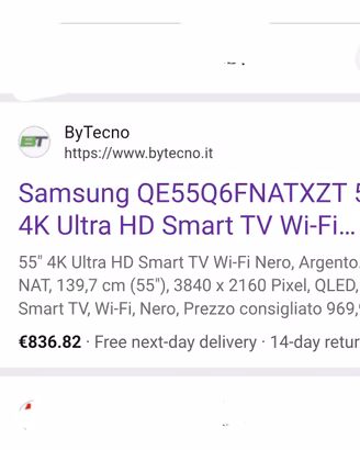 tv samsung 55 pollici  qled