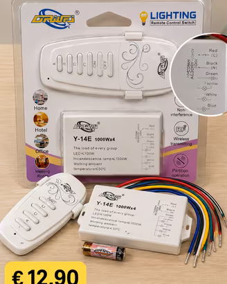 Interruttore Wireless 4 Canali Lampadari e Luci