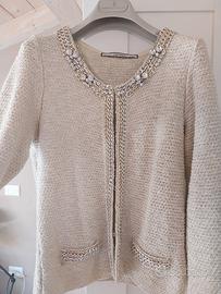 Giacca  taglio chanel in cotone lavorato a magl