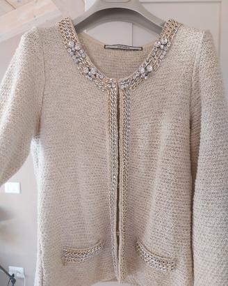 Giacca  taglio chanel in cotone lavorato a magl