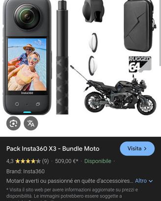 insta 360 action cam x3 moto con stick cover 