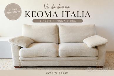 DIVANO KEOMA ITALIA 3 POSTI IN PIUMA D'OCA 2 mt