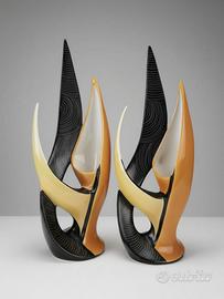 coppia di vasi scultura in ceramica anni'50