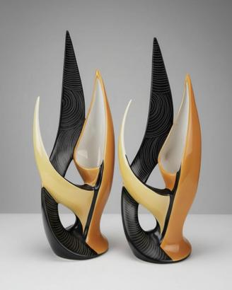 coppia di vasi scultura in ceramica anni'50