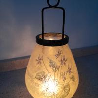 Portacandele in vetro decorato con carta di riso