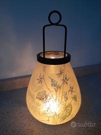 Portacandele in vetro decorato con carta di riso