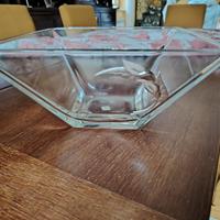 Centro tavola in cristallo con fogli in argento