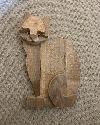 Gatto in legno Michelangeli – scultura artigianale