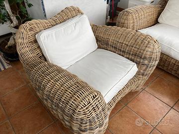 2 poltrone king con tavolino- rattan