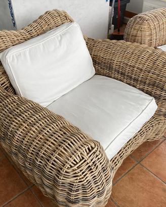 1 poltrona king con tavolino- rattan