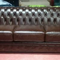 Chester 3 posti LETTO in vera pelle vintage brown