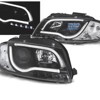 FARI AUDI A3 8P LUCE DIURNA A TUBO LED FONDO NERO
