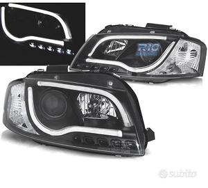 FARI AUDI A3 8P LUCE DIURNA A TUBO LED FONDO NERO