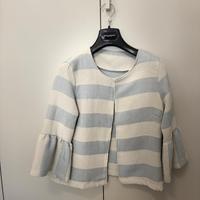 Giacca corta a righe bianco e azzurro