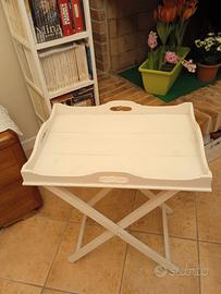 Tavolino pieghevole Shabby Chic bianco