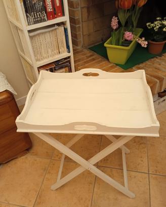 Tavolino pieghevole Shabby Chic bianco